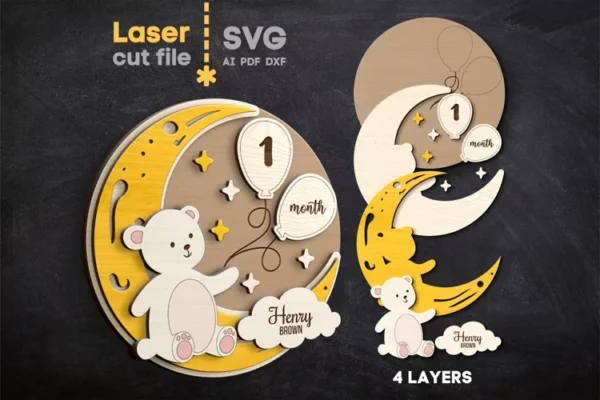 Letrero Con Nombre De Bebe Osito Creativo Digital